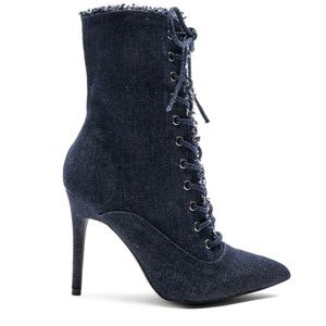 Denim booties